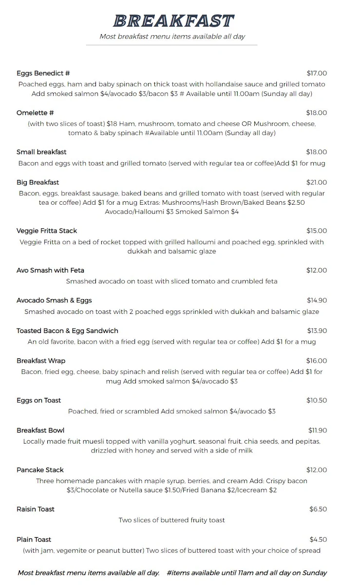 Menu, Boulevard Cafe and Tearooms