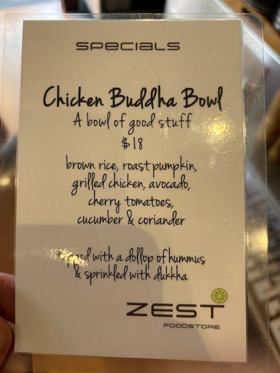Menu, Zest in Food