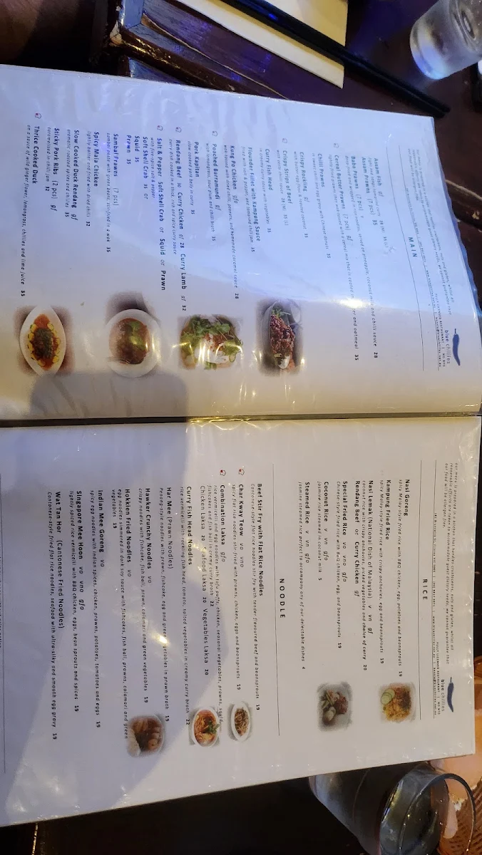 Menu, Blue Chillies