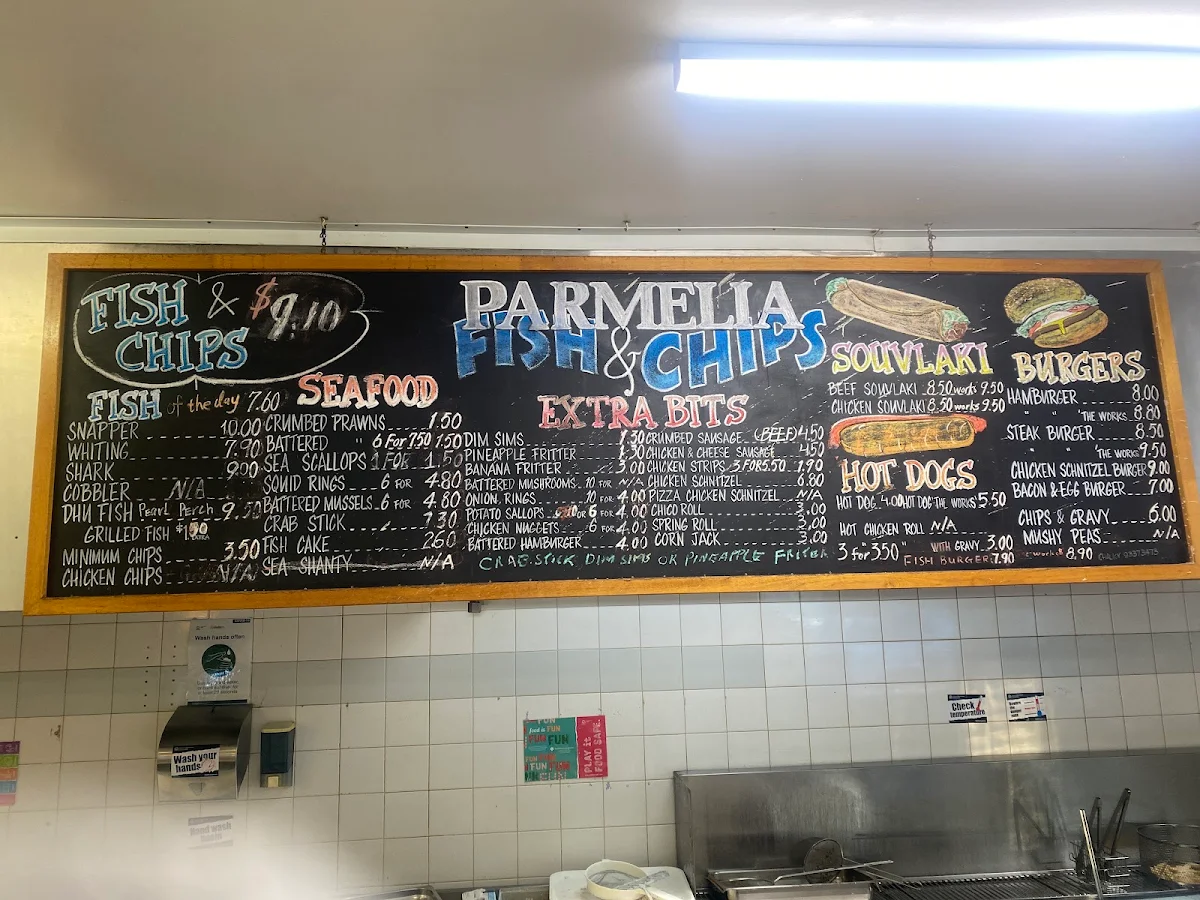 Menu, Parmelia Fish & Chips