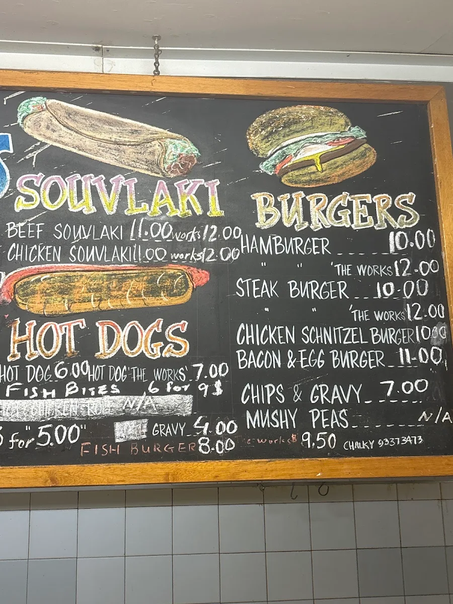 Menu, Parmelia Fish & Chips