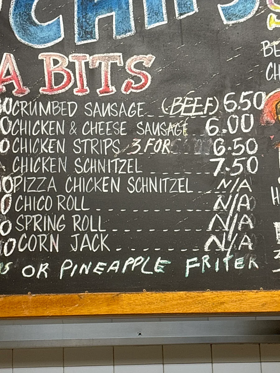 Menu, Parmelia Fish & Chips