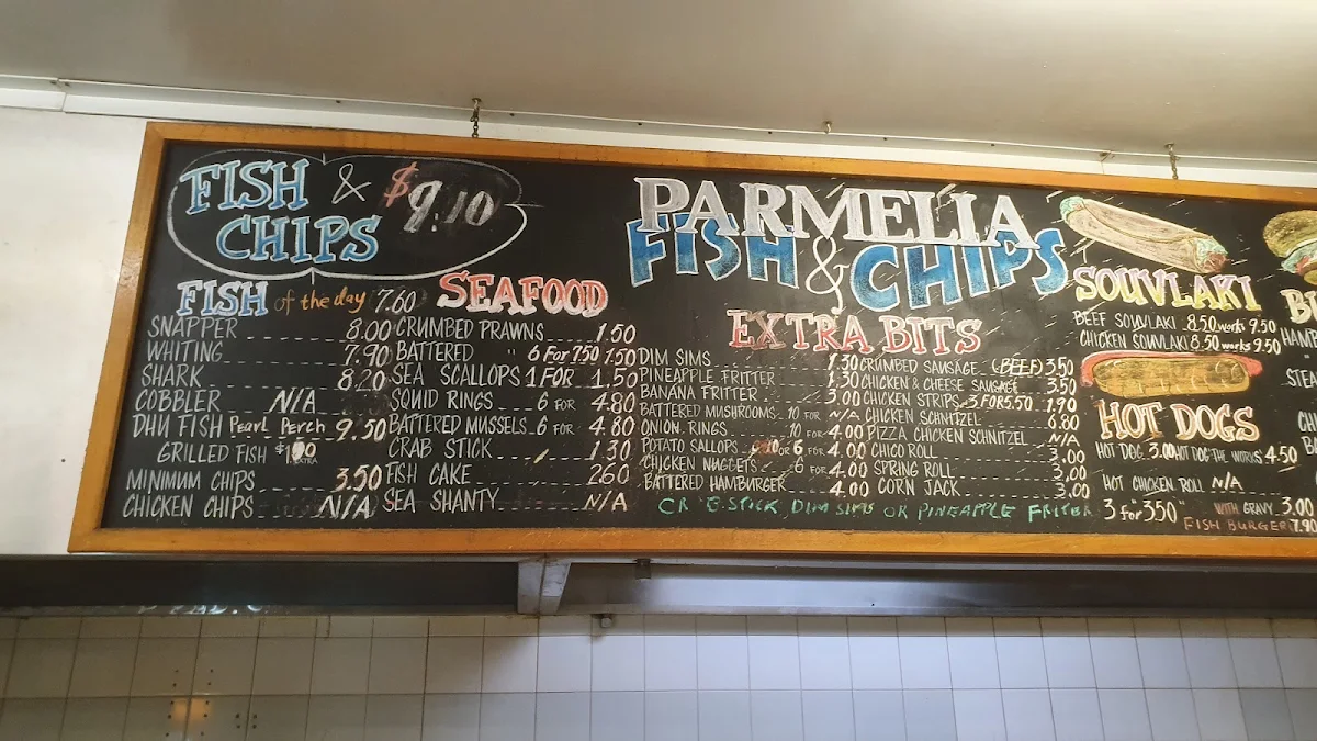 Menu, Parmelia Fish & Chips