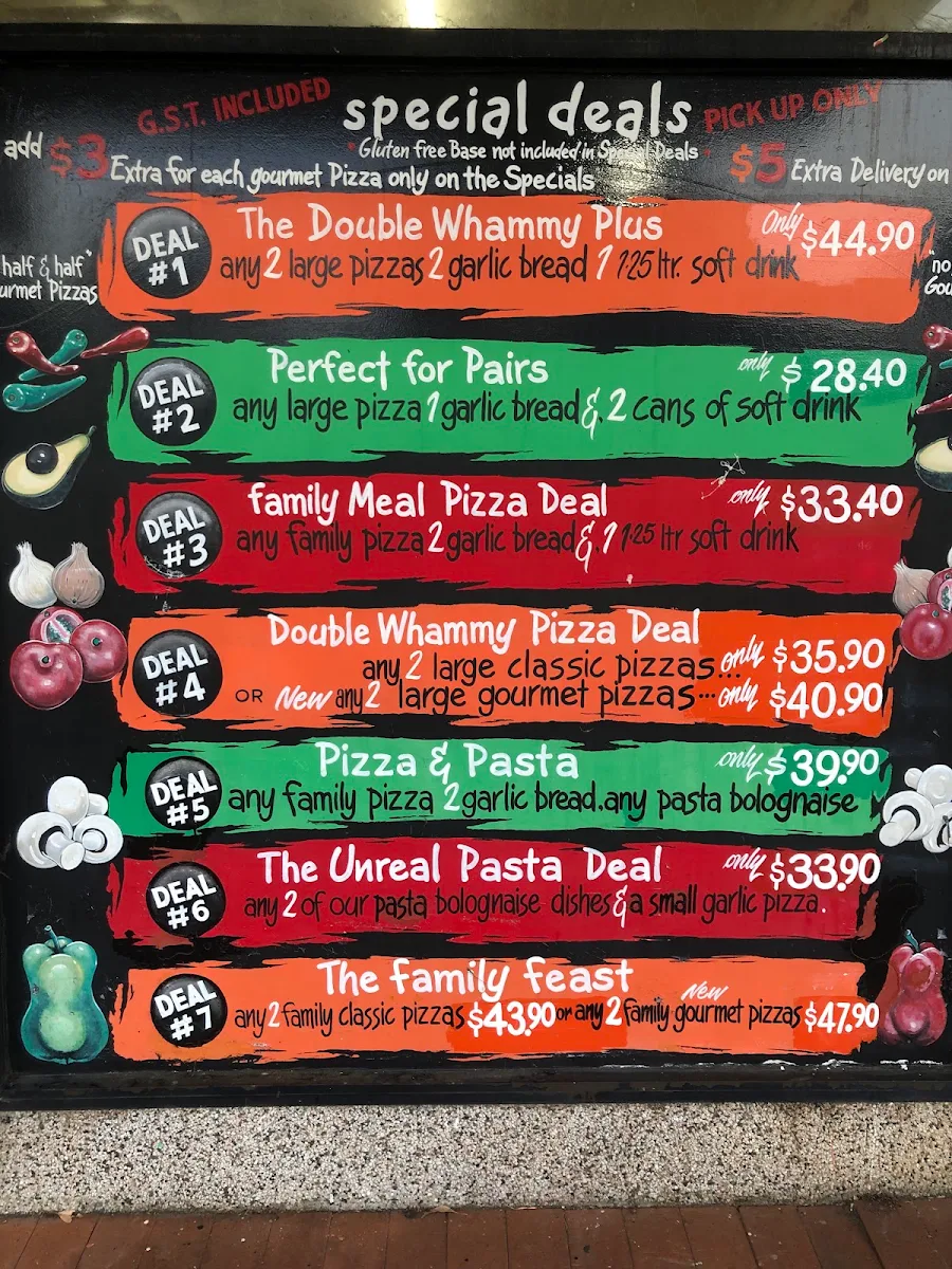 Menu, Oatley Pizza Village