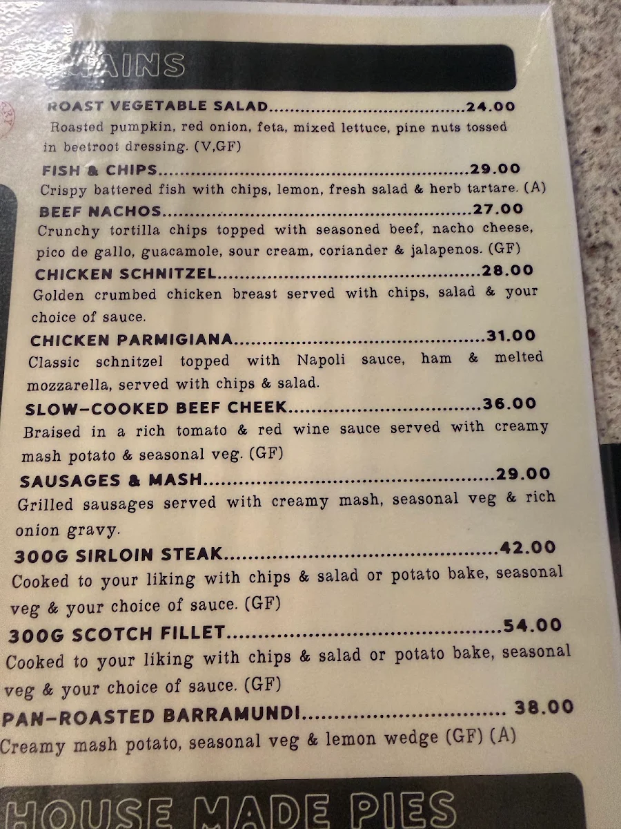 Menu, Great Southern Hotel Berry