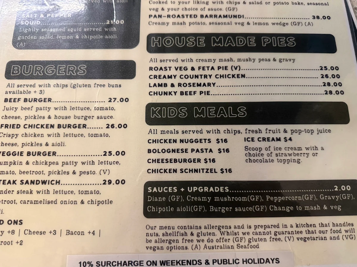 Menu, Great Southern Hotel Berry