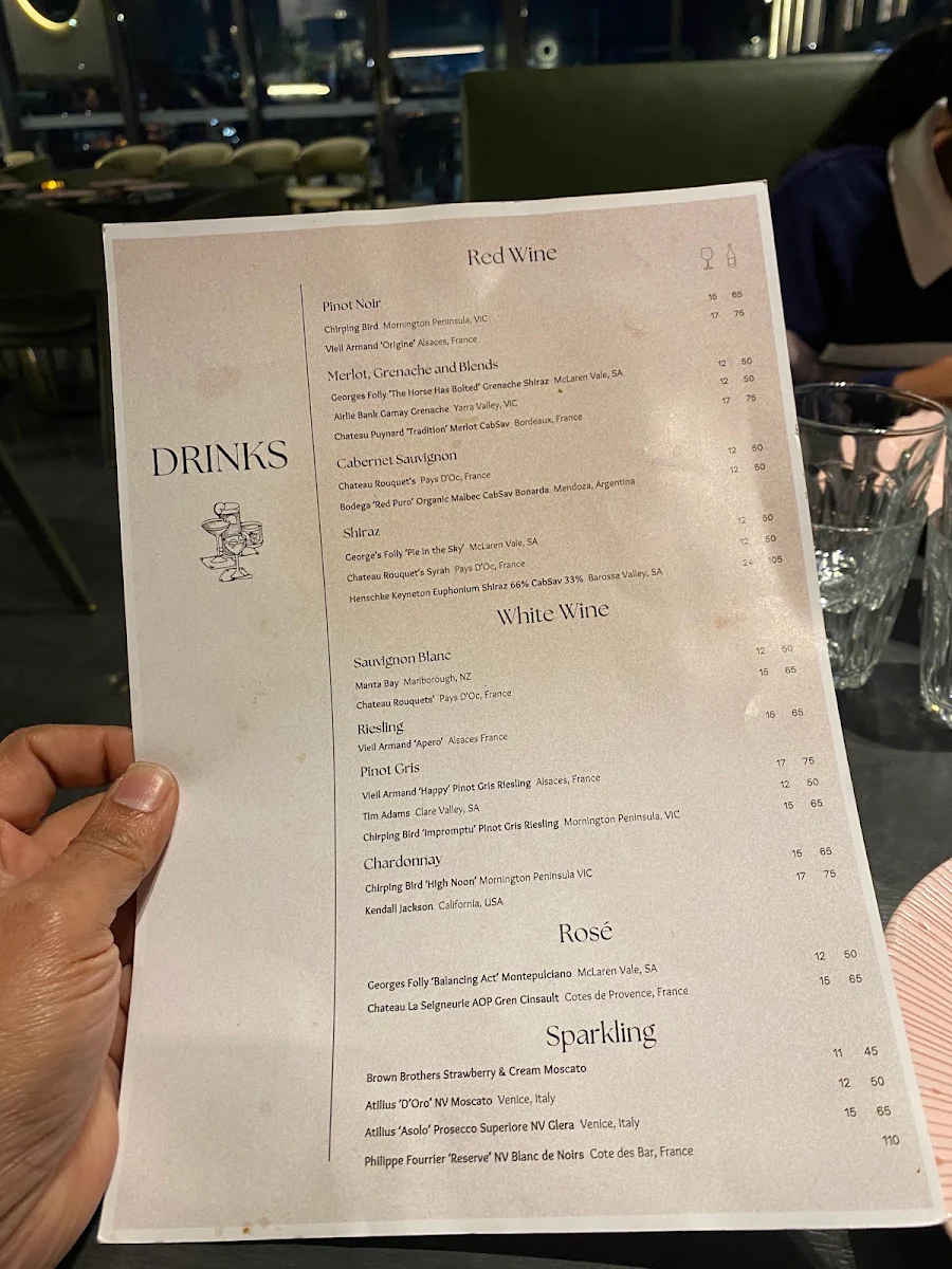 Menu, Pearl By P&D