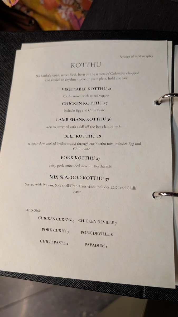 Menu, Pearl By P&D