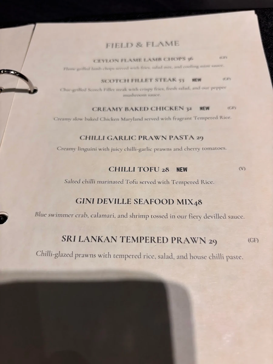 Menu, Pearl By P&D
