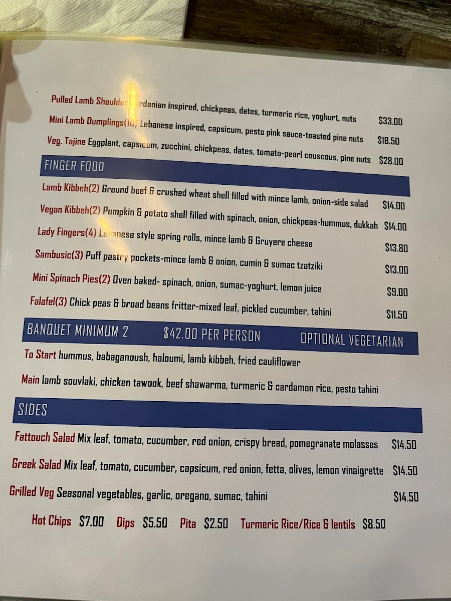 Menu, Souks Mediterranean Street Food