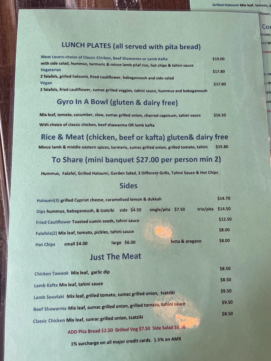 Menu, Souks Mediterranean Street Food