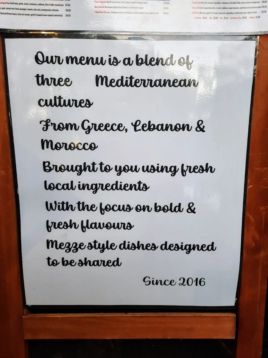 Menu, Souks Mediterranean Street Food