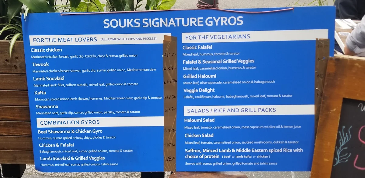 Menu, Souks Mediterranean Street Food