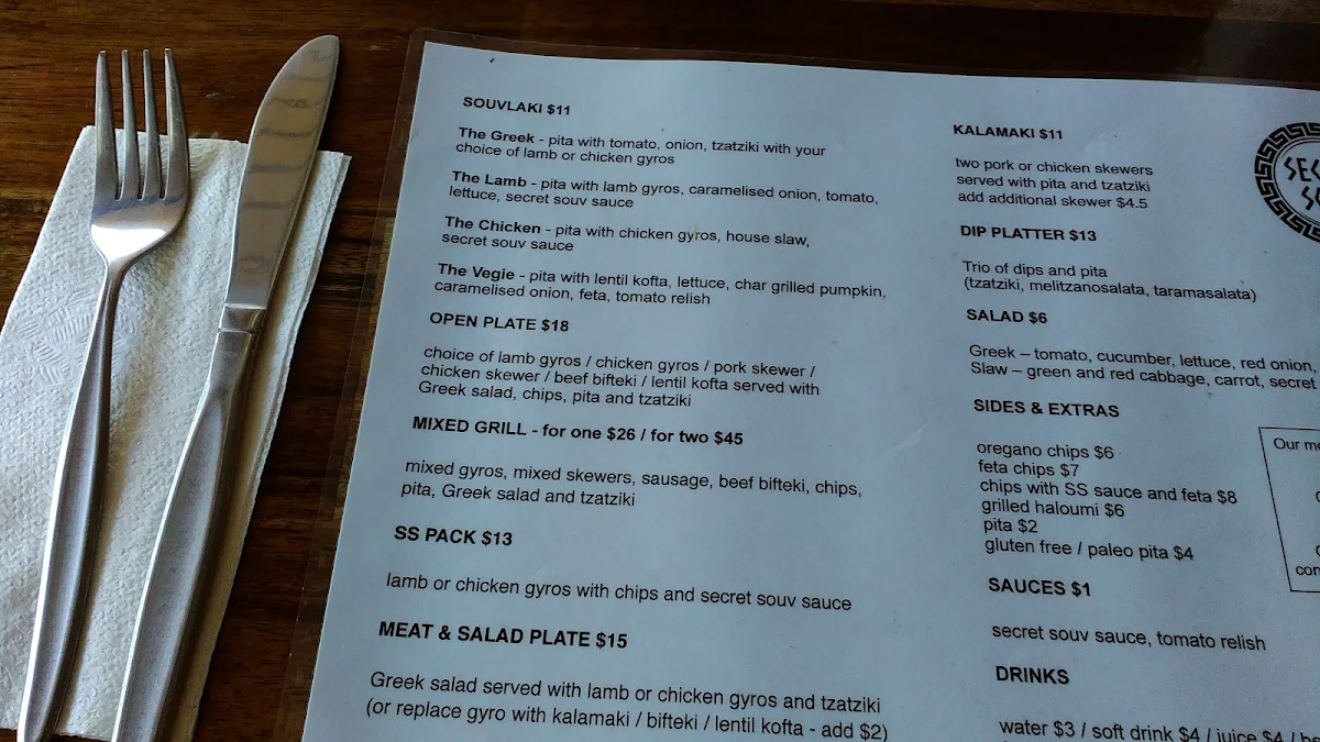 Menu, Secret Souv