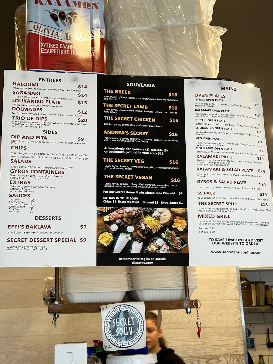 Menu, Secret Souv