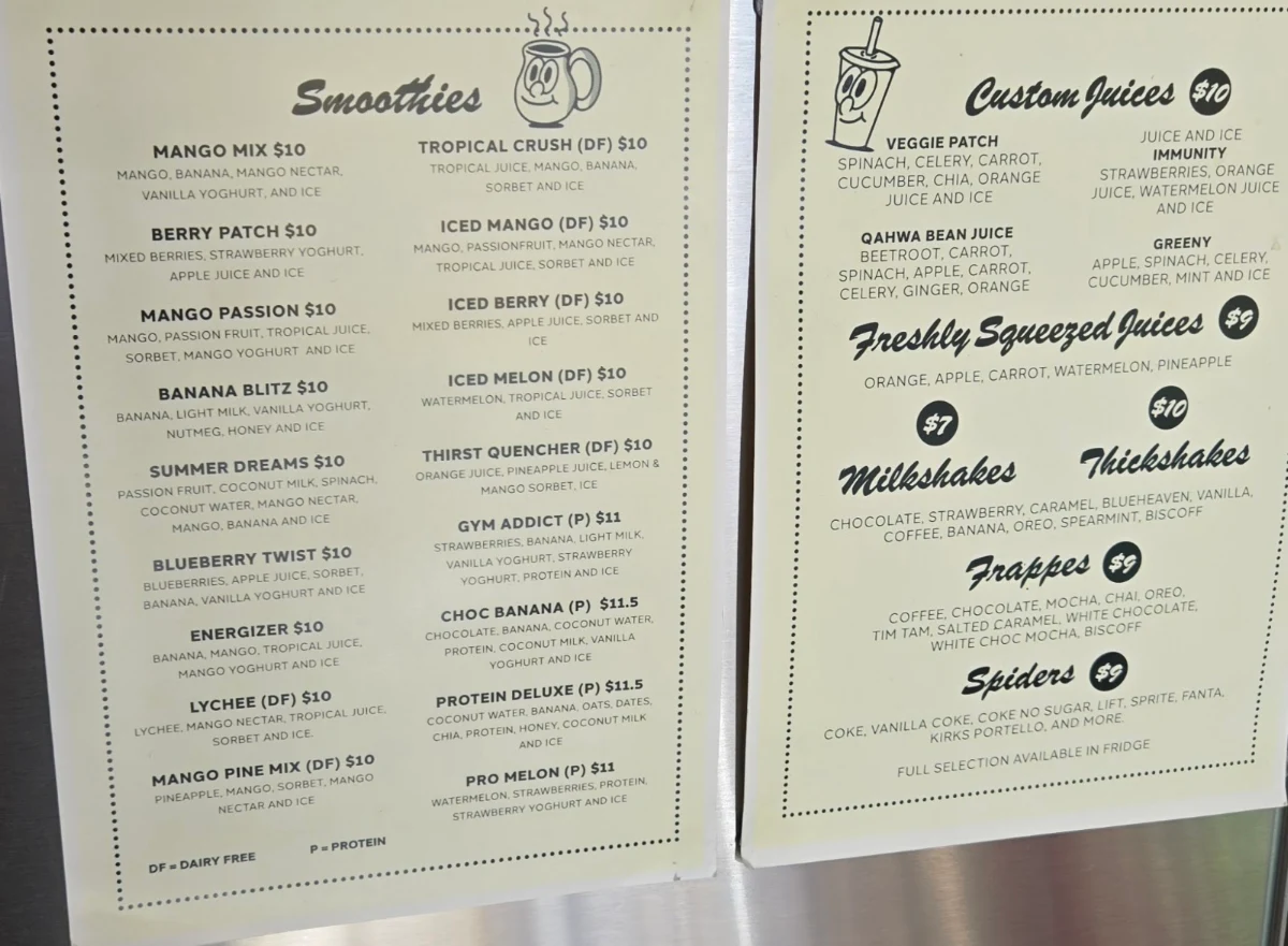 Menu, PM's Coffee