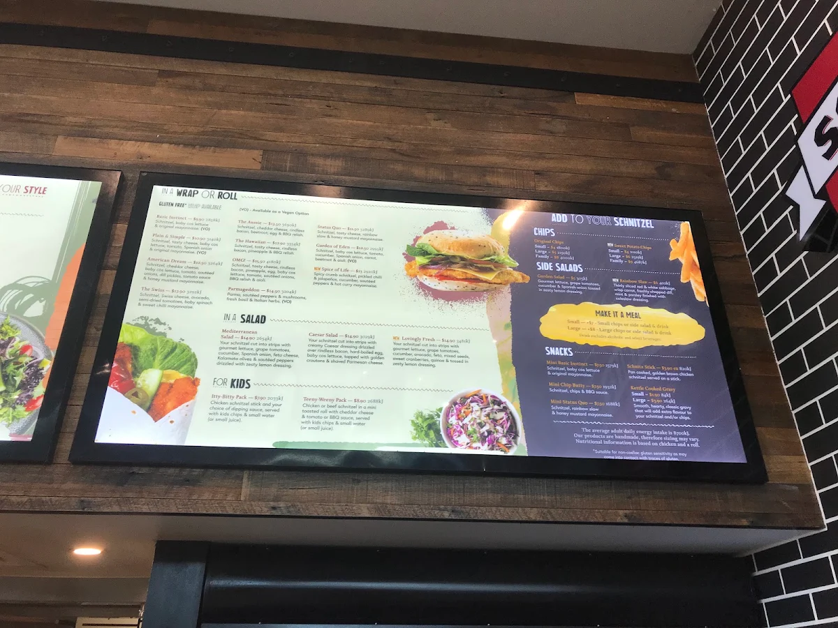Menu, Schnitz Plenty Valley