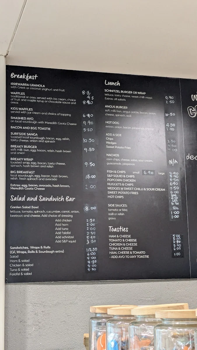 Menu, Surfside Cafe