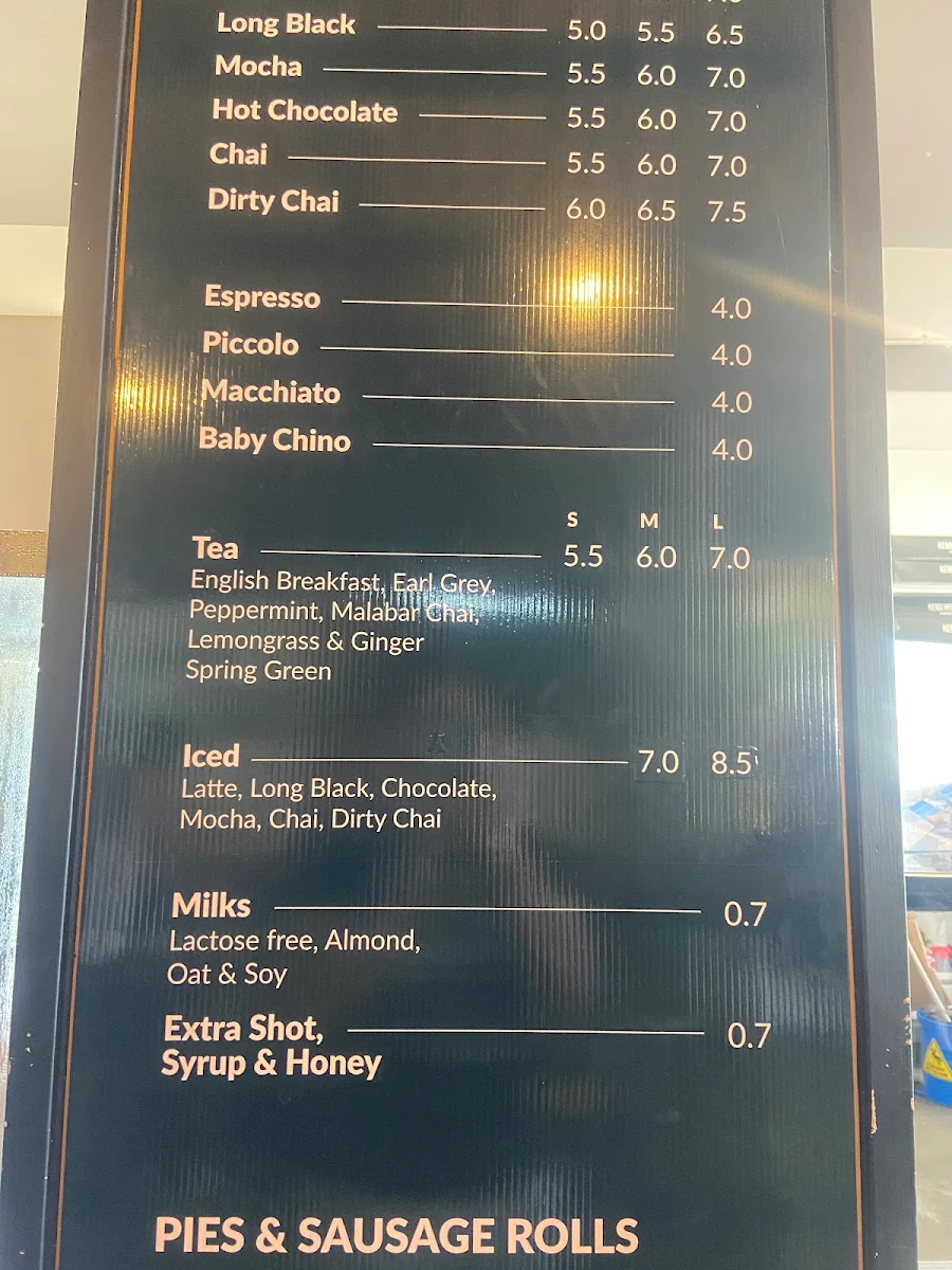 Menu, Kenilworth Coastal Bakery