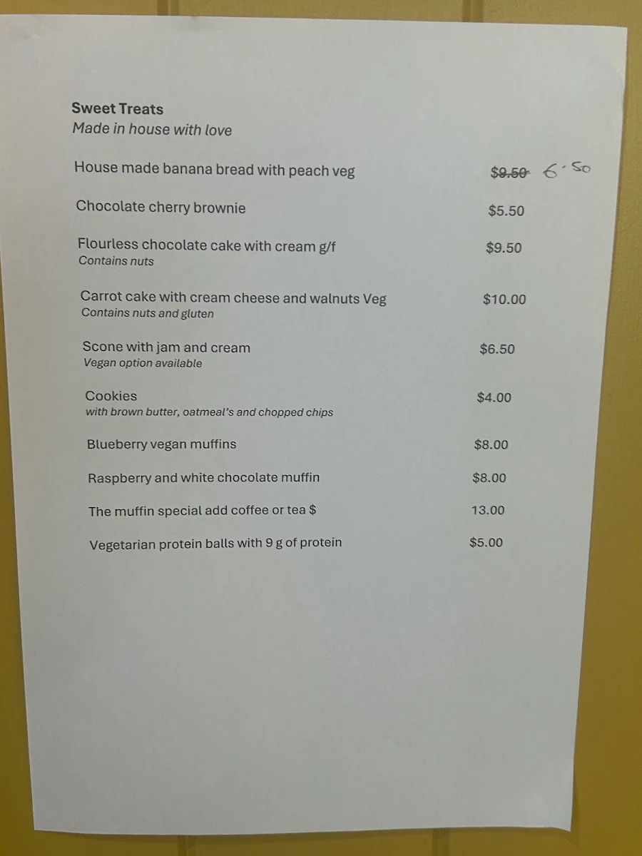 Menu, Honey Lane Cafe