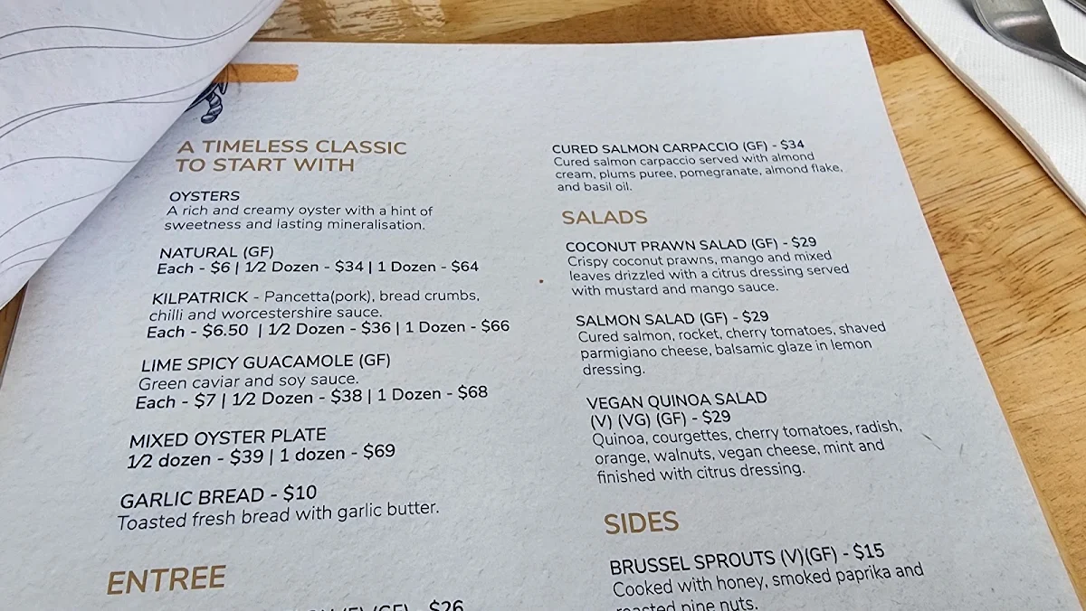 Menu, Jordon's Seafood