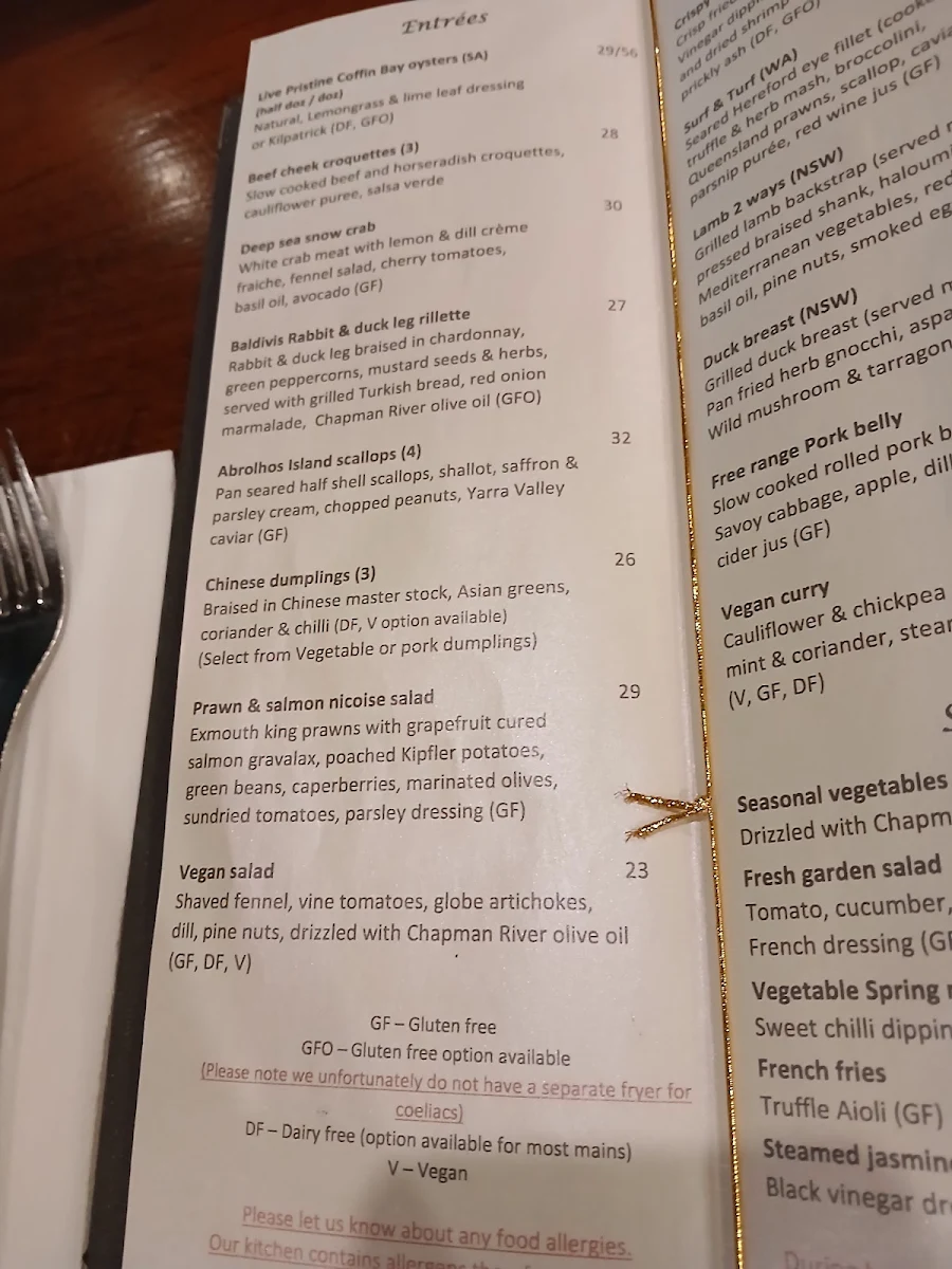 Menu, Bali Hai Cafe & Restaurant