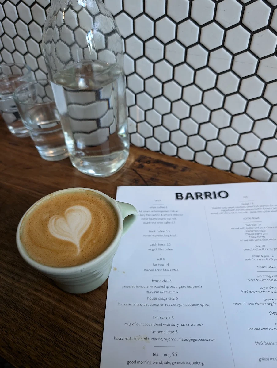 Menu, Barrio Collective Coffee