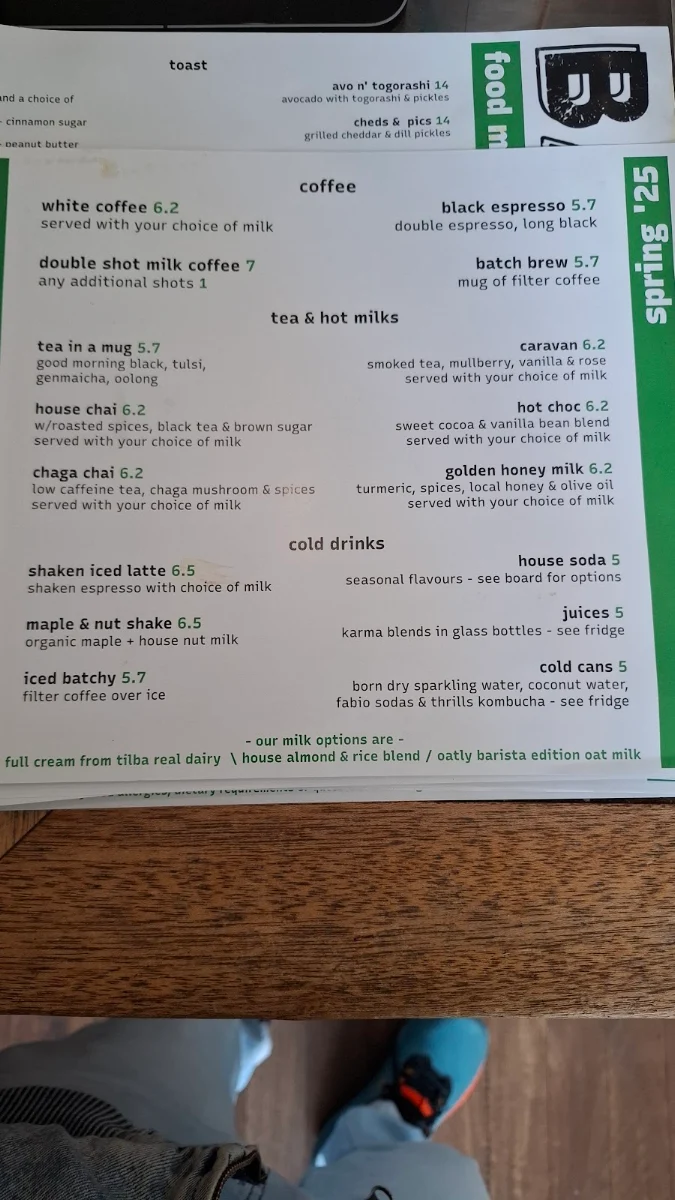 Menu, Barrio Collective Coffee