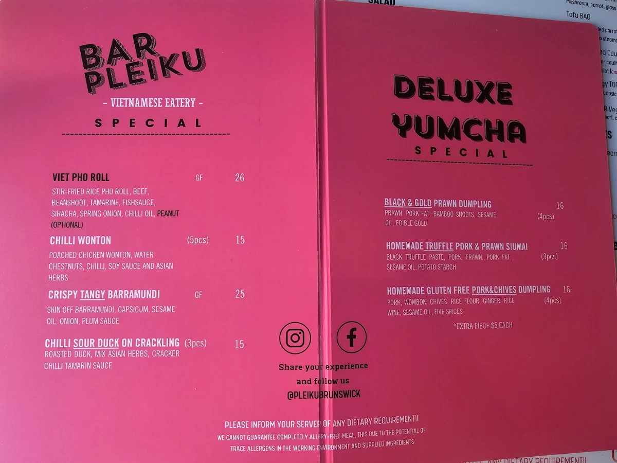Menu, Pleiku in Brunswick