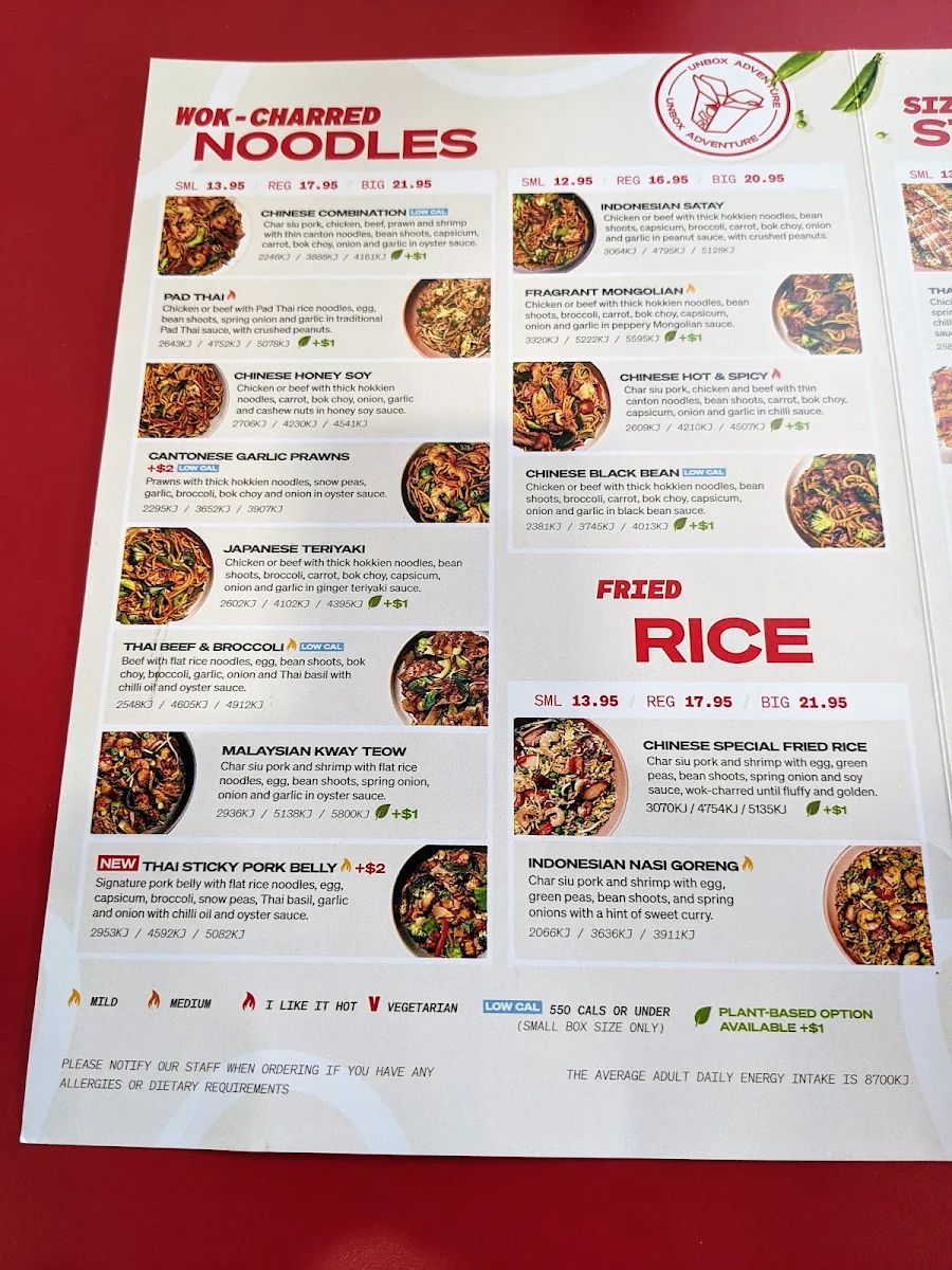 Menu, Noodle Box™ Bracken Ridge