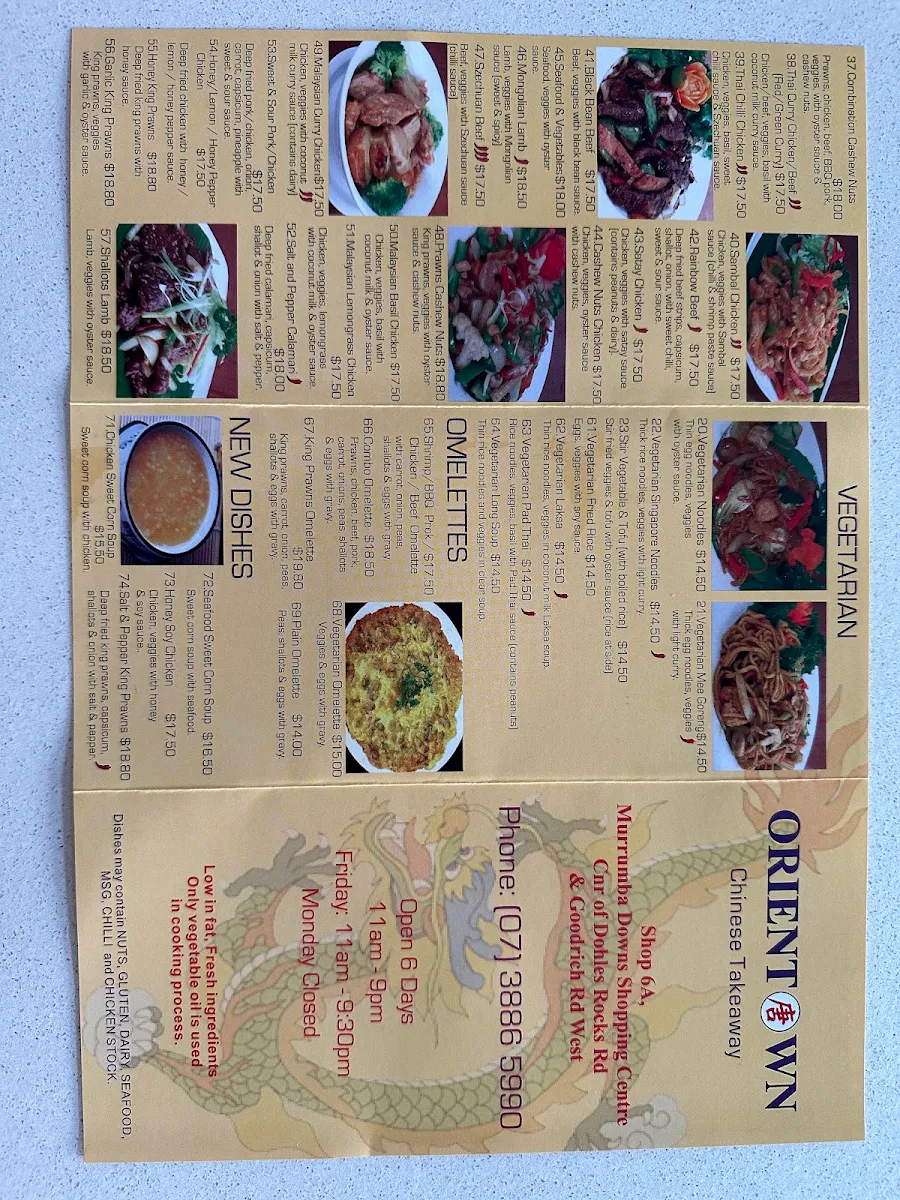 Menu, Orient Town