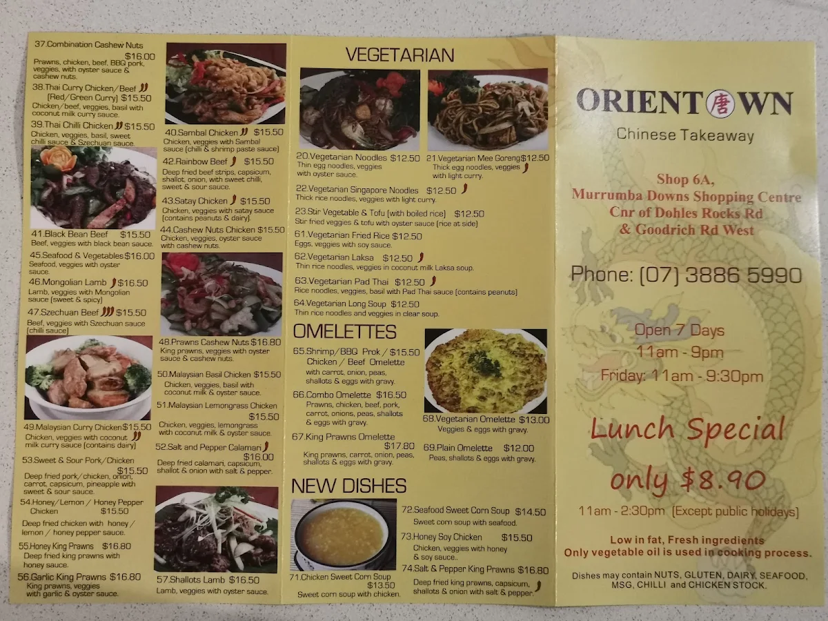 Menu, Orient Town