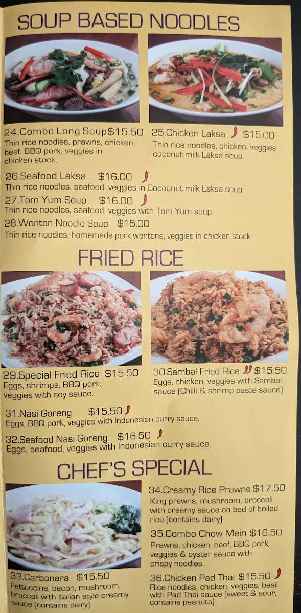 Menu, Orient Town
