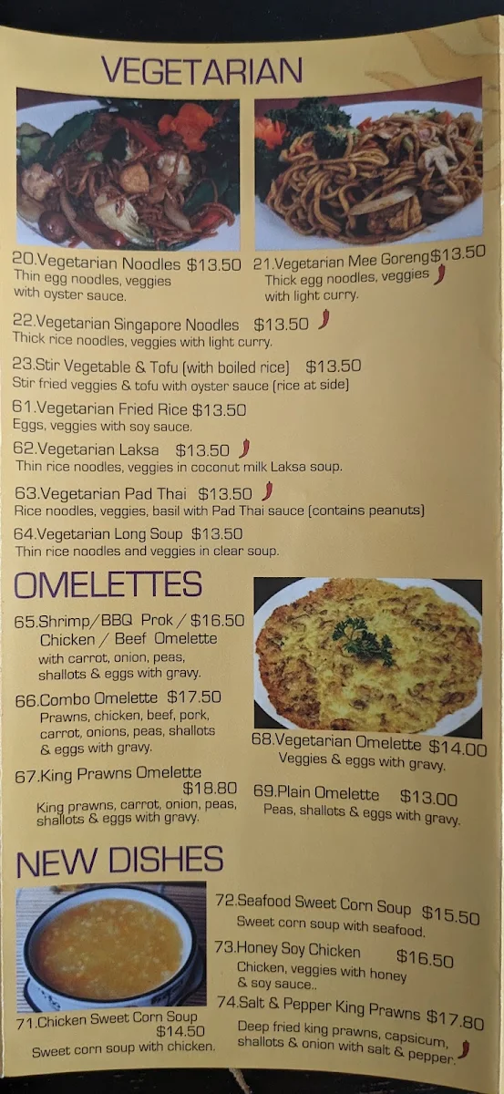 Menu, Orient Town