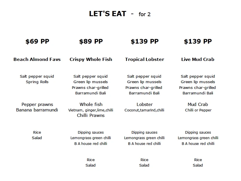 Menu, Beach Almond