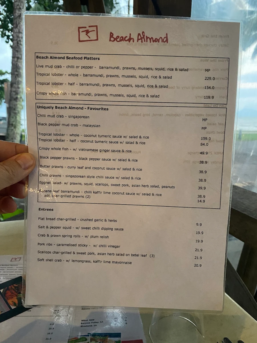 Menu, Beach Almond
