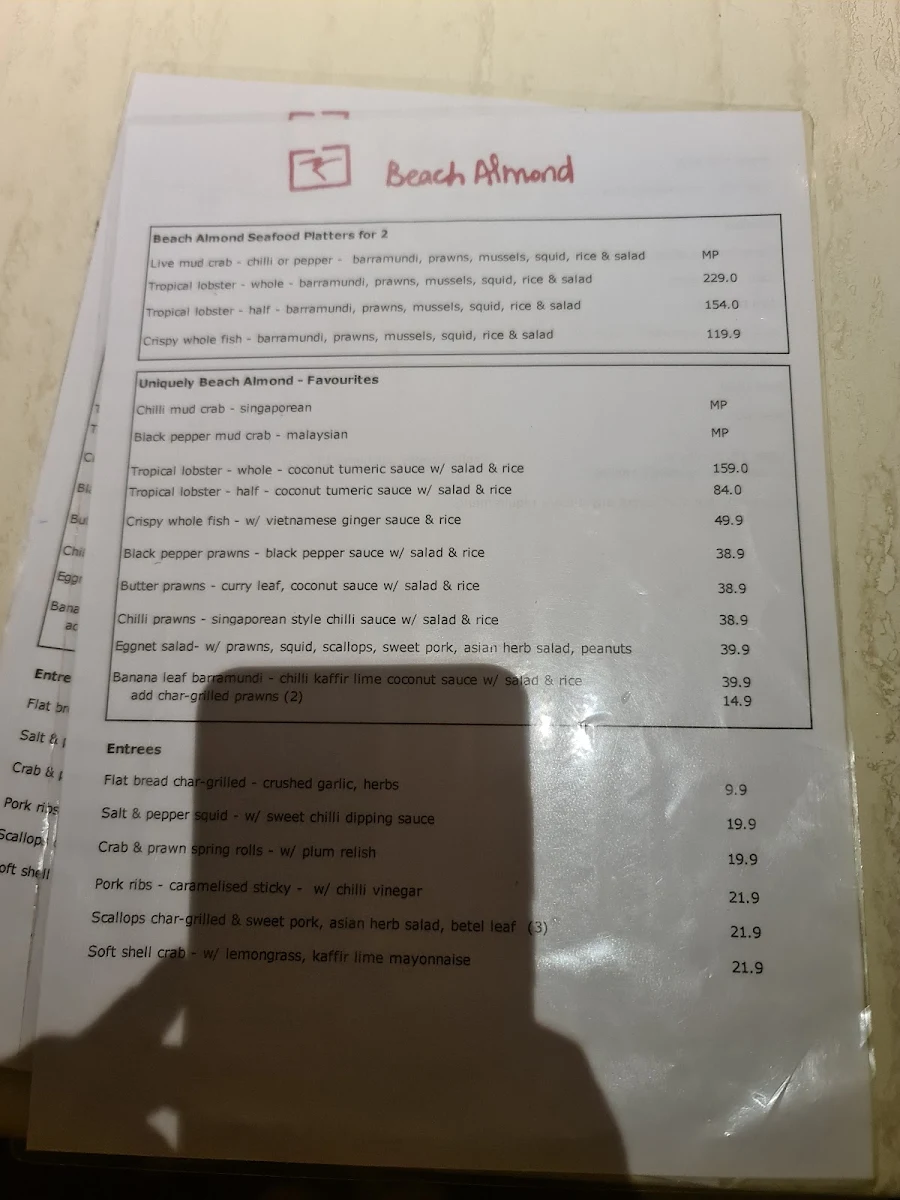 Menu, Beach Almond