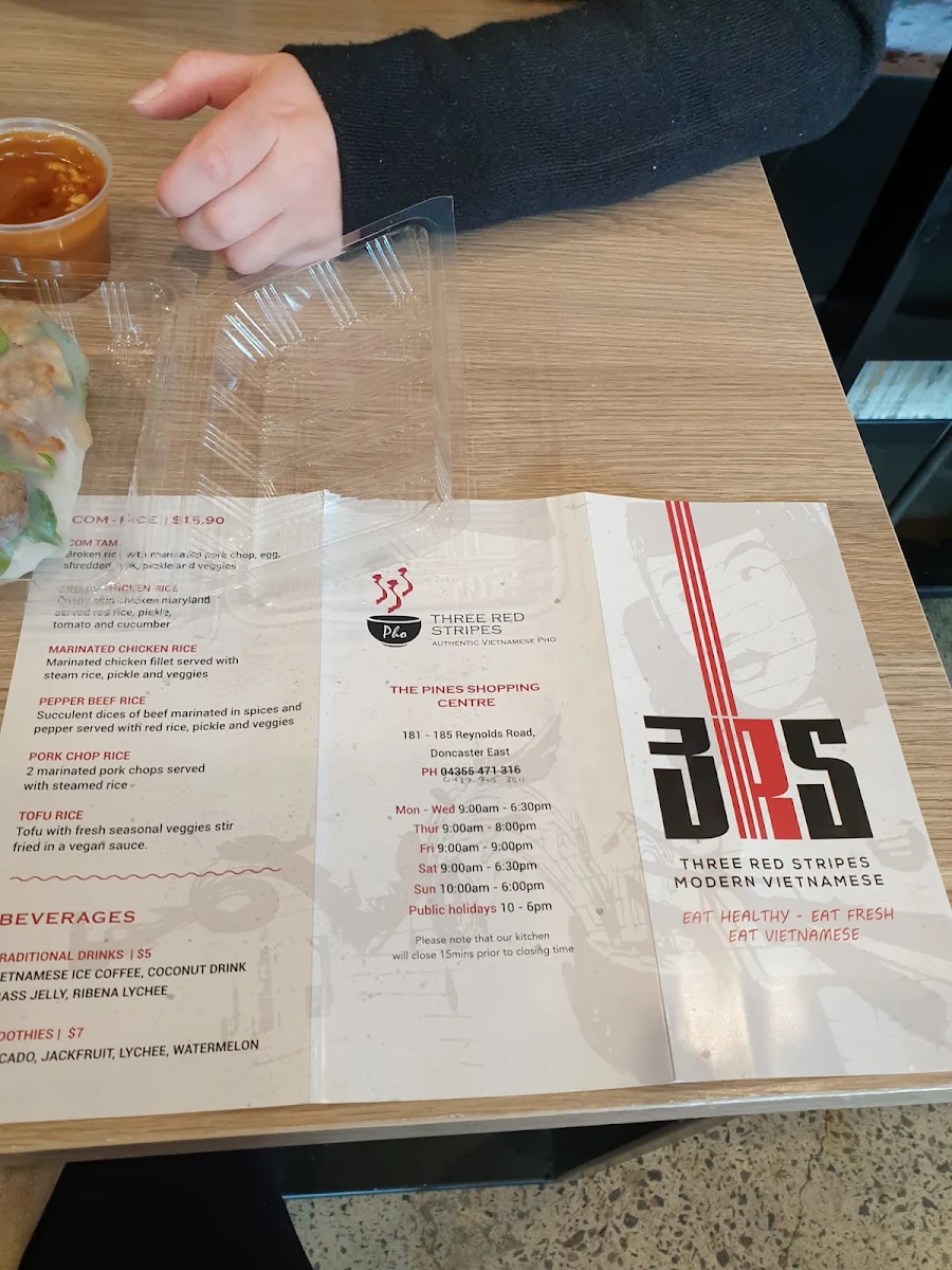 Menu, Three Red Stripes