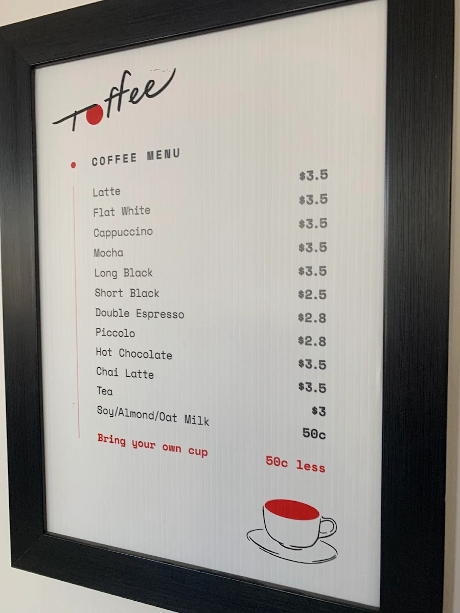 Menu, Toffee Coffee