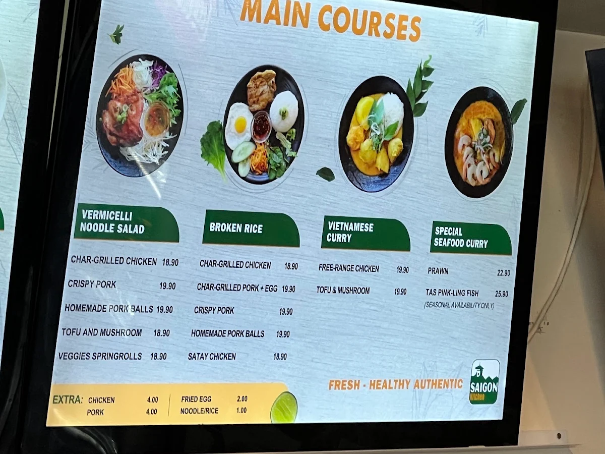Menu, Saigon Kitchen Launceston