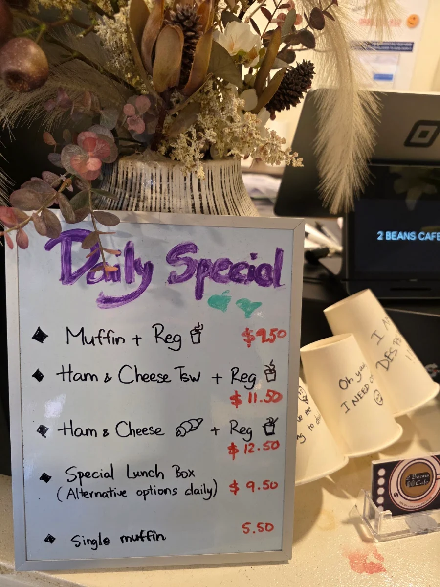 Menu, 2 Beans Cafe