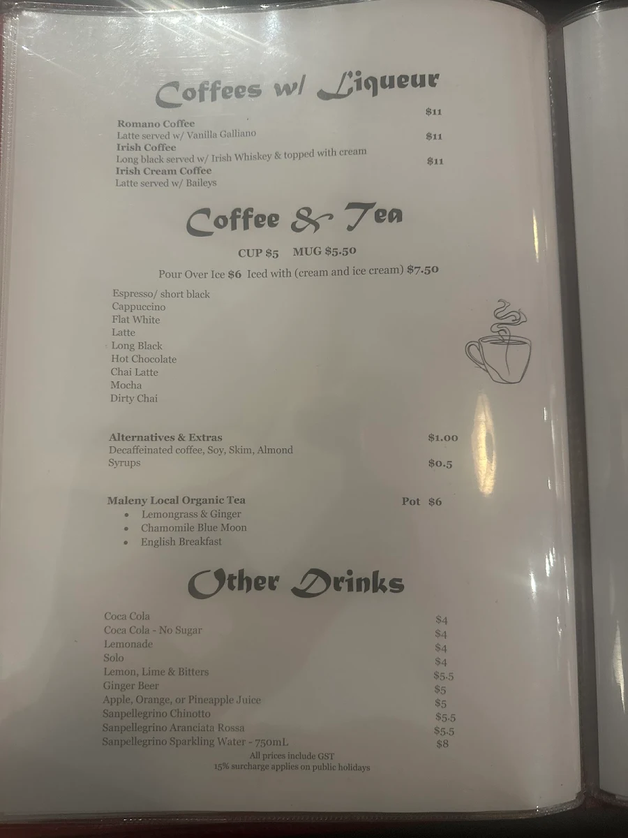 Menu, Cappriccios Italian Pizza Restaurant
