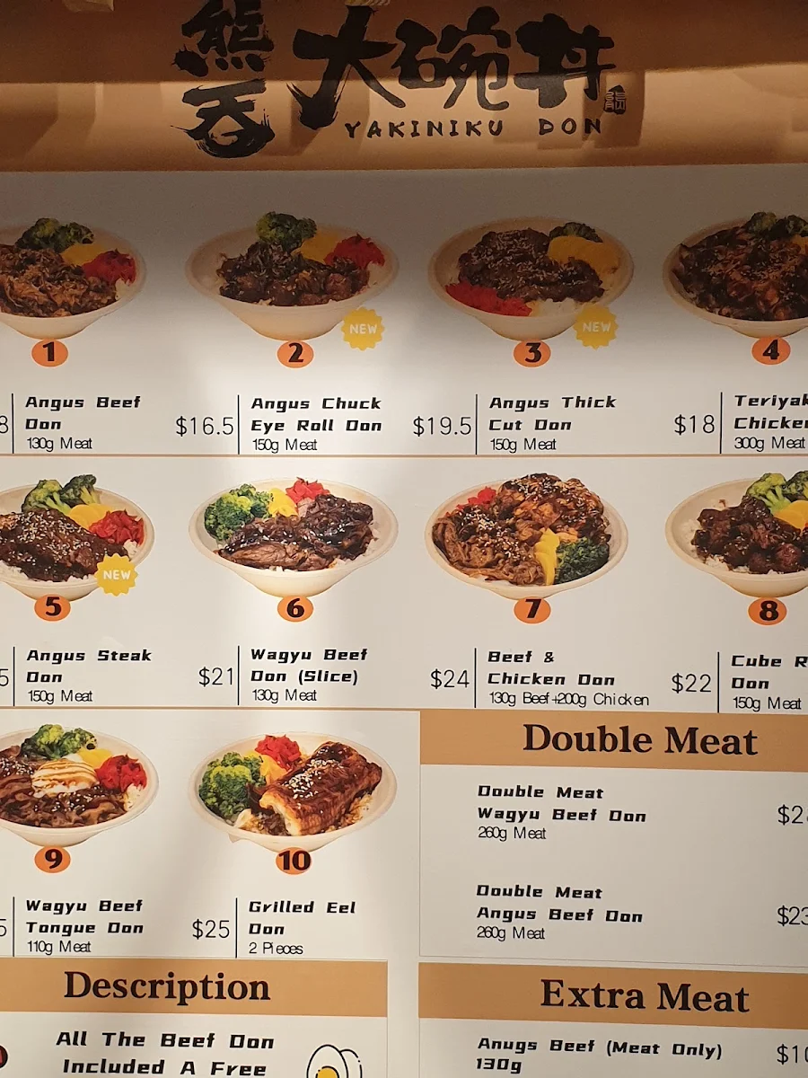 Menu, Yakiniku Don Chatswood