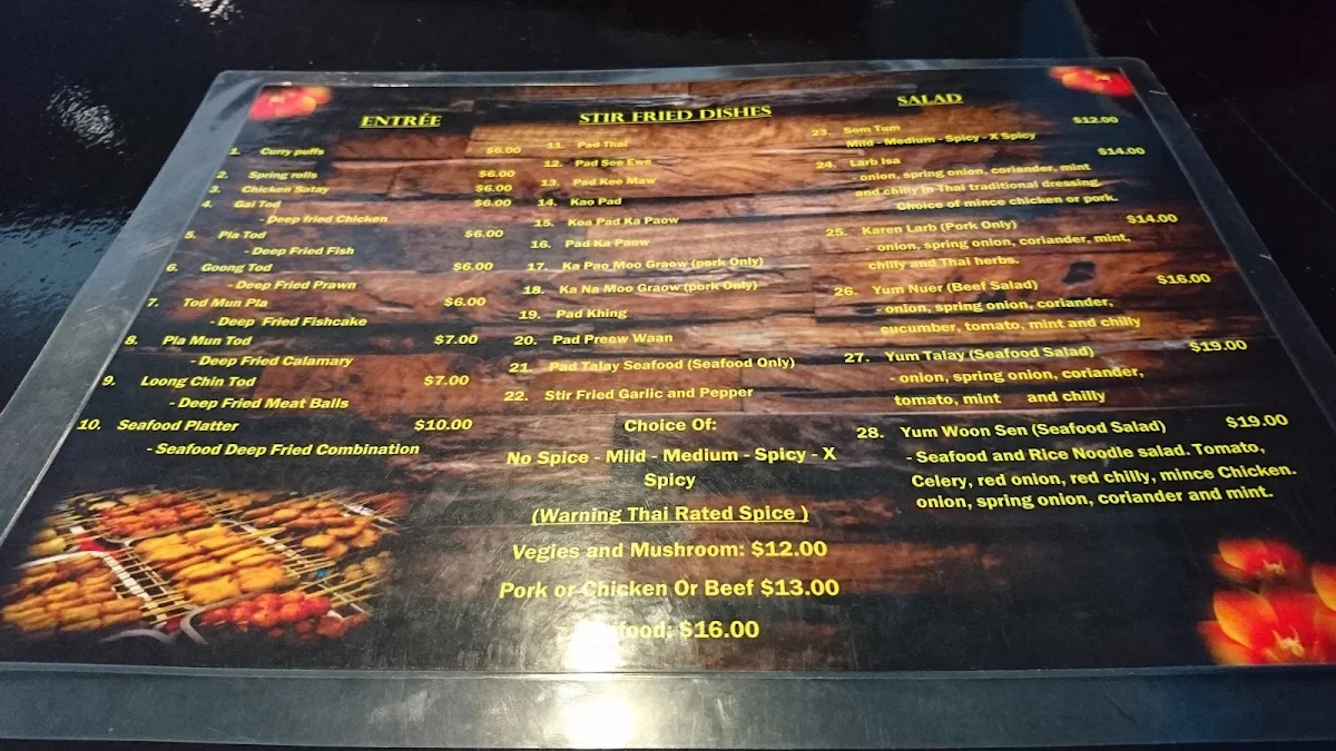 Menu, Salween Thai Restaurant
