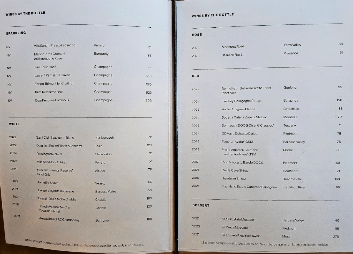 Menu, MR L’S Bar & Restaurant | South Yarra