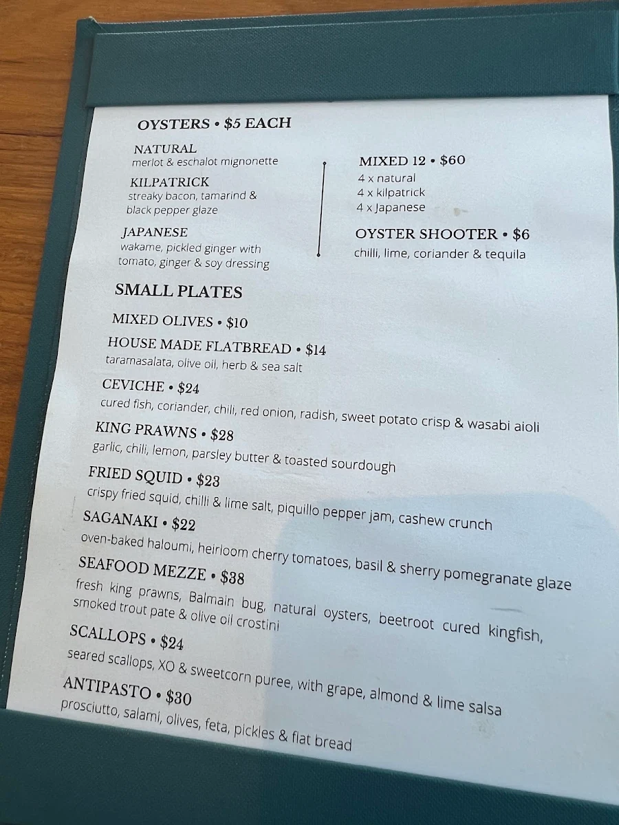 Menu, Latitude 30 Restaurant