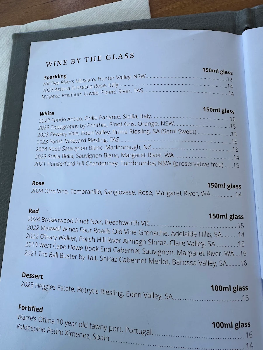 Menu, Latitude 30 Restaurant