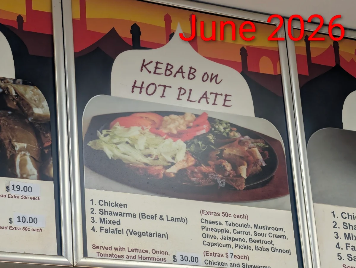 Menu, Mustafa's Kebab House & Cafe