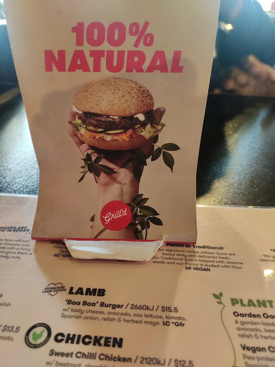 Menu, Grill'd Waurn Ponds