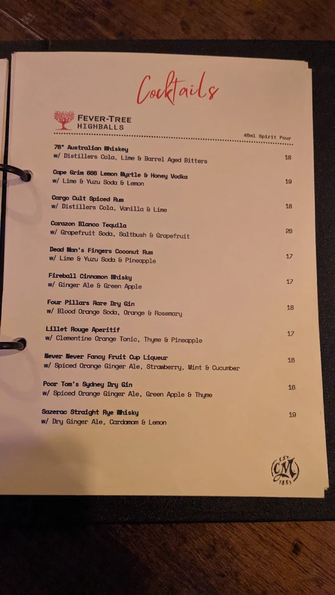 Menu, Loch & Key